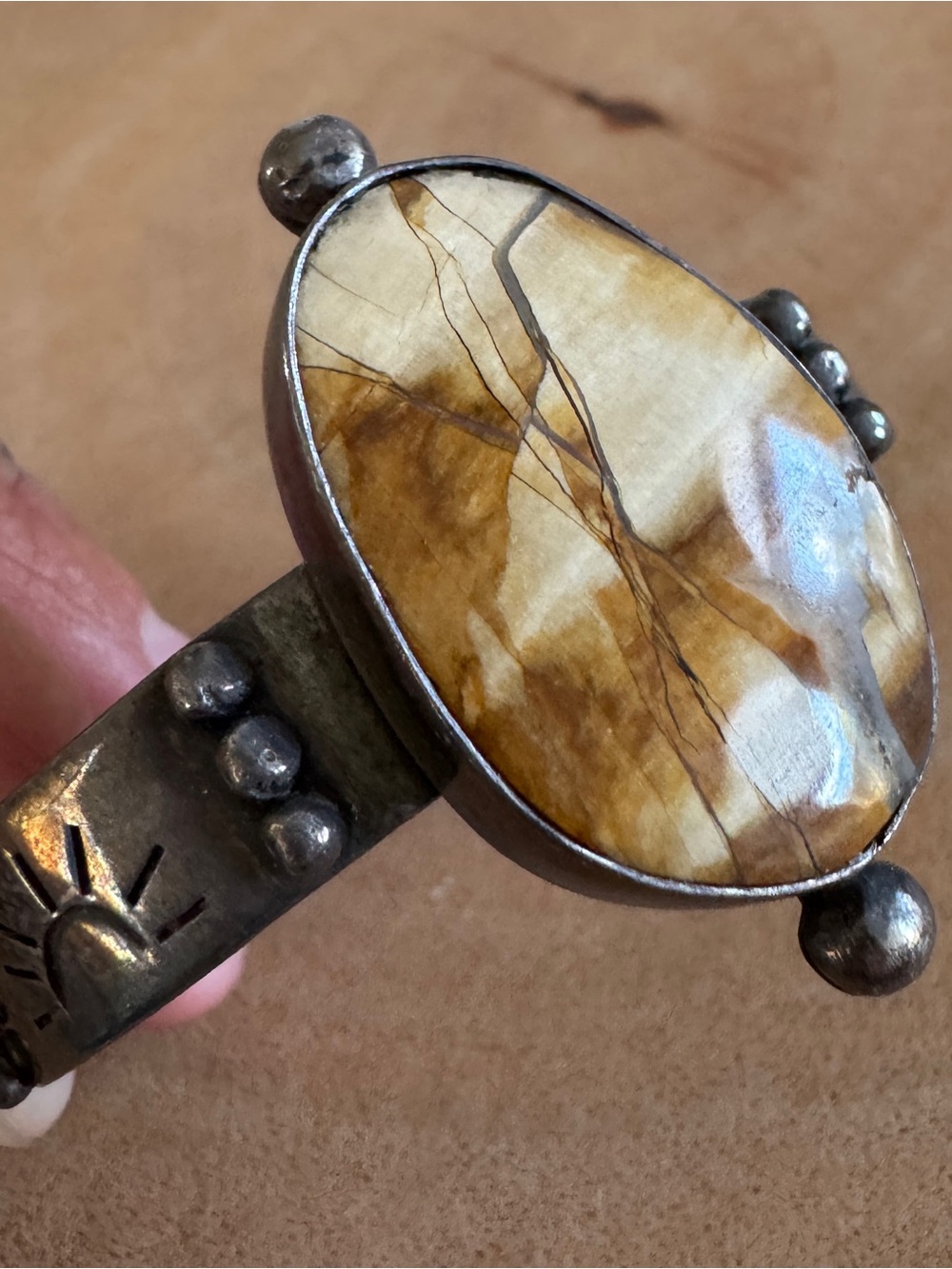 MAHKA Sterling Silver Cuff Bracelet with Stone - Picture 5 of 5
